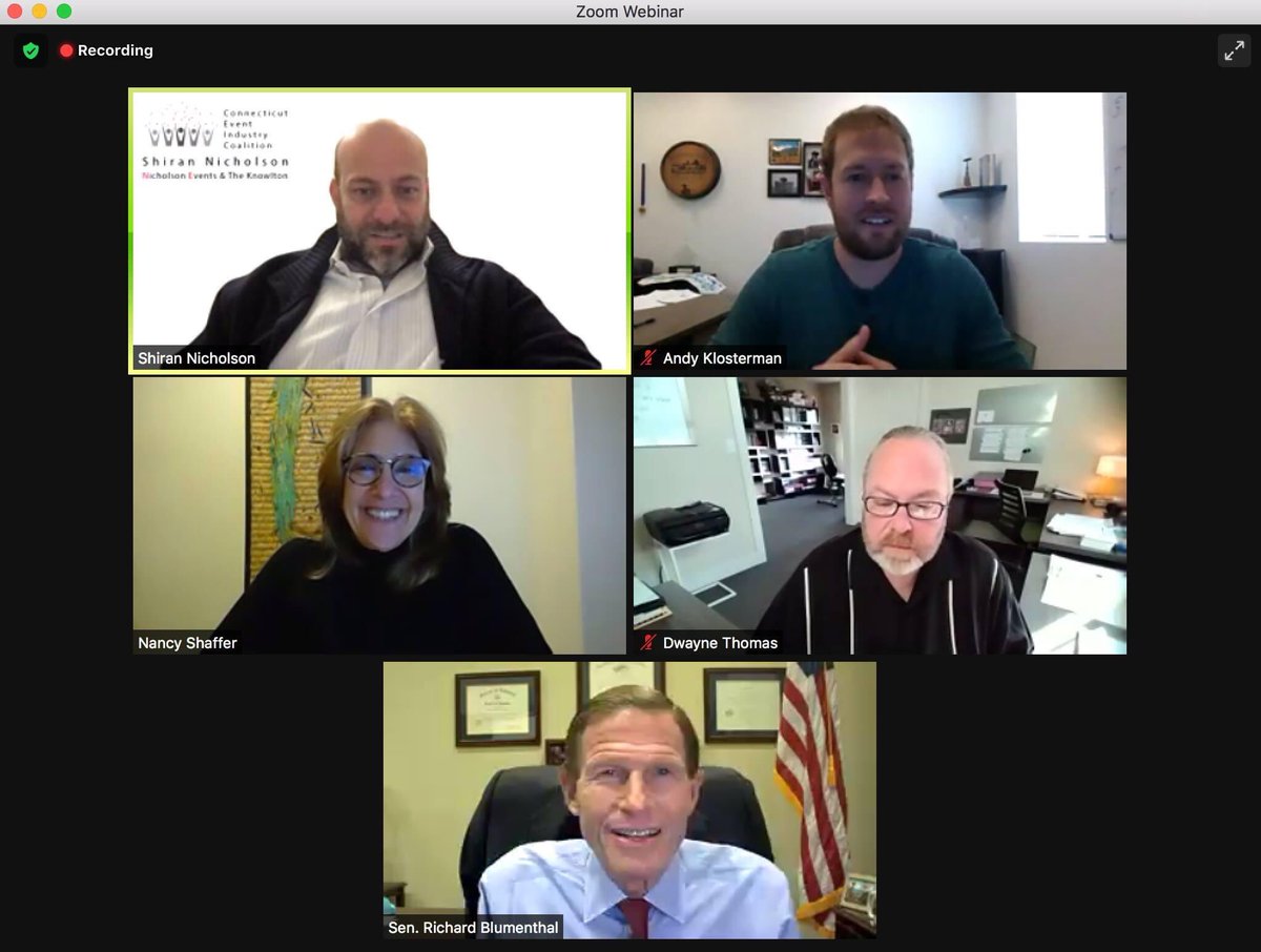 I've been involved in the wedding and events industry for almost 24 years, and I continue to learn more every day, Enjoyed attending a Zoom town hall featuring speaker Senator Richard Blumenthal discussing how the US Congress can help members that are struggling. 

#SaveEventPros