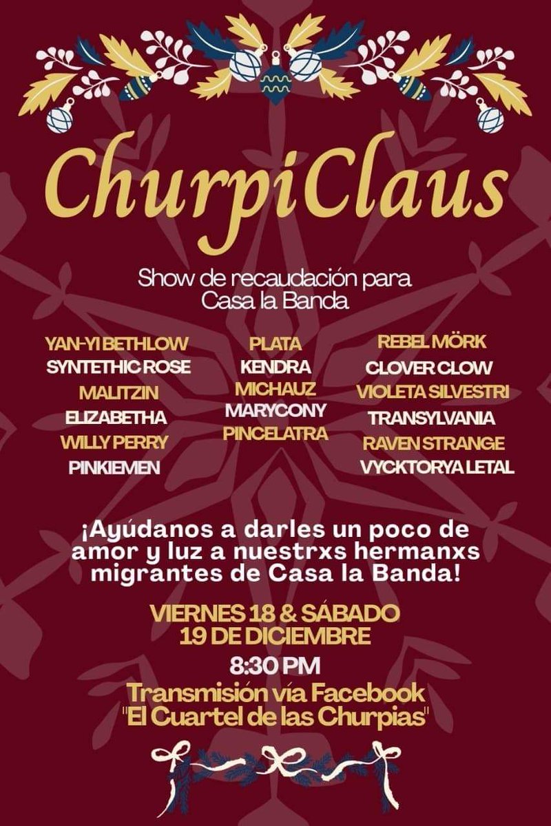 Dragpoeta's tweet photo. Performances travestis para recaudar fondos para el refugio LGBT+ @BandaLgbt 🎅🎉🎅
#ChurpuClaus 
Hoy y mañana 20:30 HRS cdmx Time 💓
https://t.co/xJRDzykH9P 💓 https://t.co/Alt2Ayc8RX