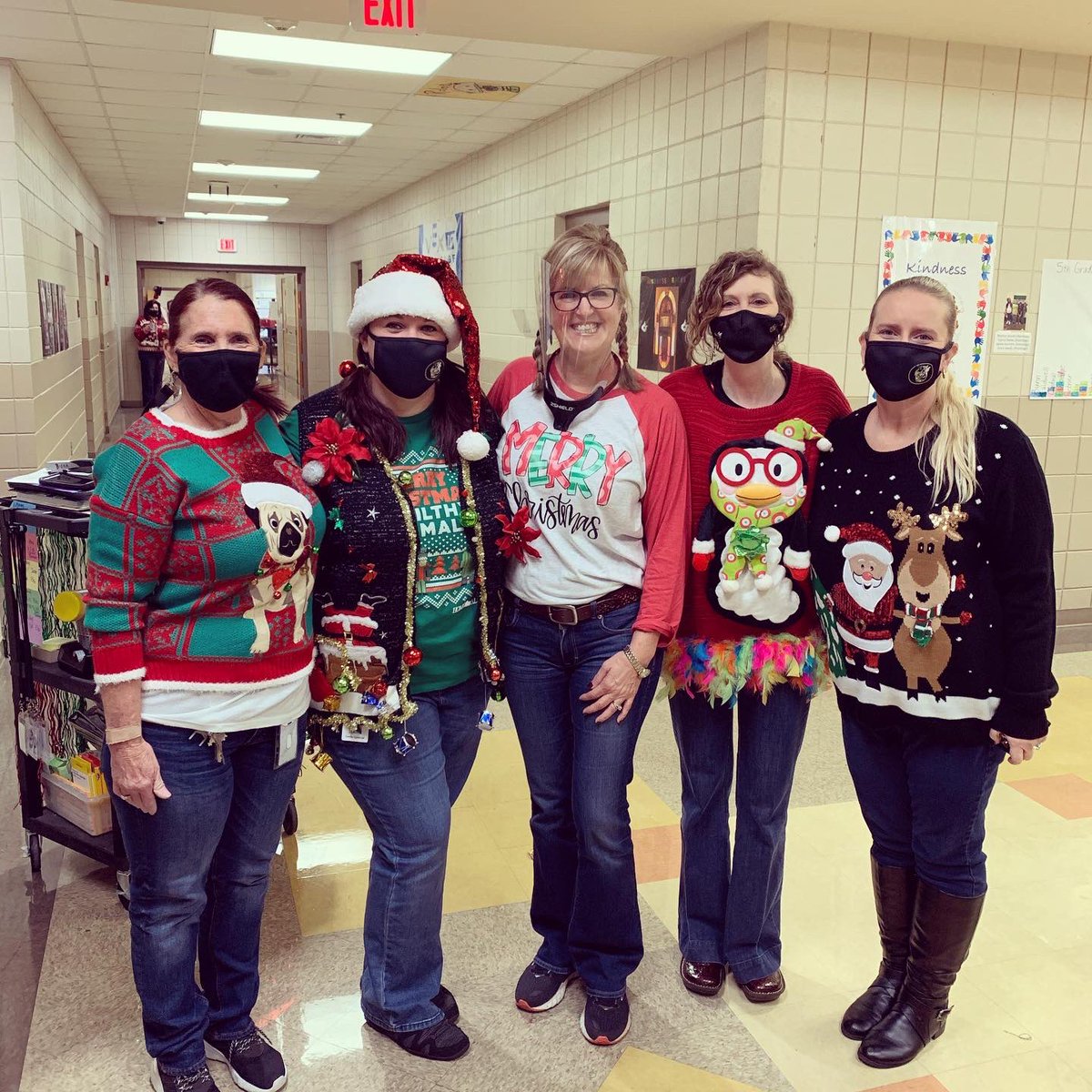 theteachermrse's tweet photo. On the TWELFTH day of Christmas, my CEH friends minus me, joined the bona fide cultural phenomenon wearing sweaters that were oh so UGL-Y.
#nationaluglychristmassweaterday #12dressupdaysofchristmas #CEHpride #teacherstrong #beaCHAMPION #beaLIGHT #kidsdeserveit #youdoYOU https://t.co/cYHYOGUdCc