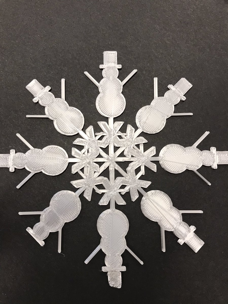 JasminaRuano's tweet photo. ❄️A few more snowflakes today made by our 2nd and 3rd grade STEM students! ❄️ That cat one 😻 @tinkercad @ROBO3D @tosaschools @tosaschools #USTEM #3Dprinting #snowflakedesign https://t.co/rlCuyJPZxh