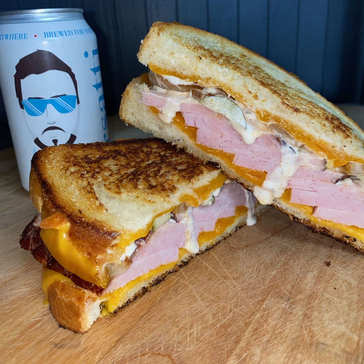 Ham and Cheddar on special today. Paired here with an @jtwalkers Orsatti East Coast IPA. #ham #smokedham #bbq