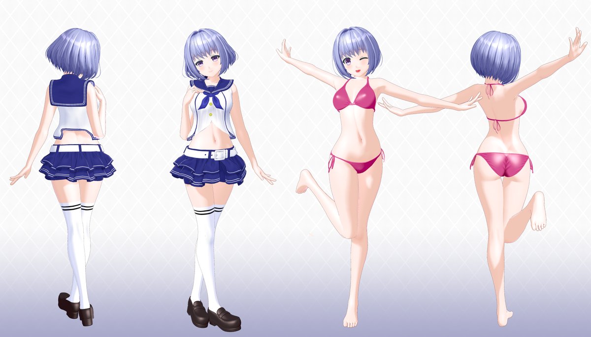 coccaVR's tweet photo. リネィちゃんVket5終了までセールします！
5000円→3800円です
本日、小アプデとして胸を大きく、太もも、ふくらはぎを太くするシェイプキーの追加と膝やその他細部の修正が入っています
バーチャルショーケース ruby stage 3Fで試着できます！
水着の試着は上記3つのシェイプキー最大値です！
#Vket5 https://t.co/8MgCnTwghT