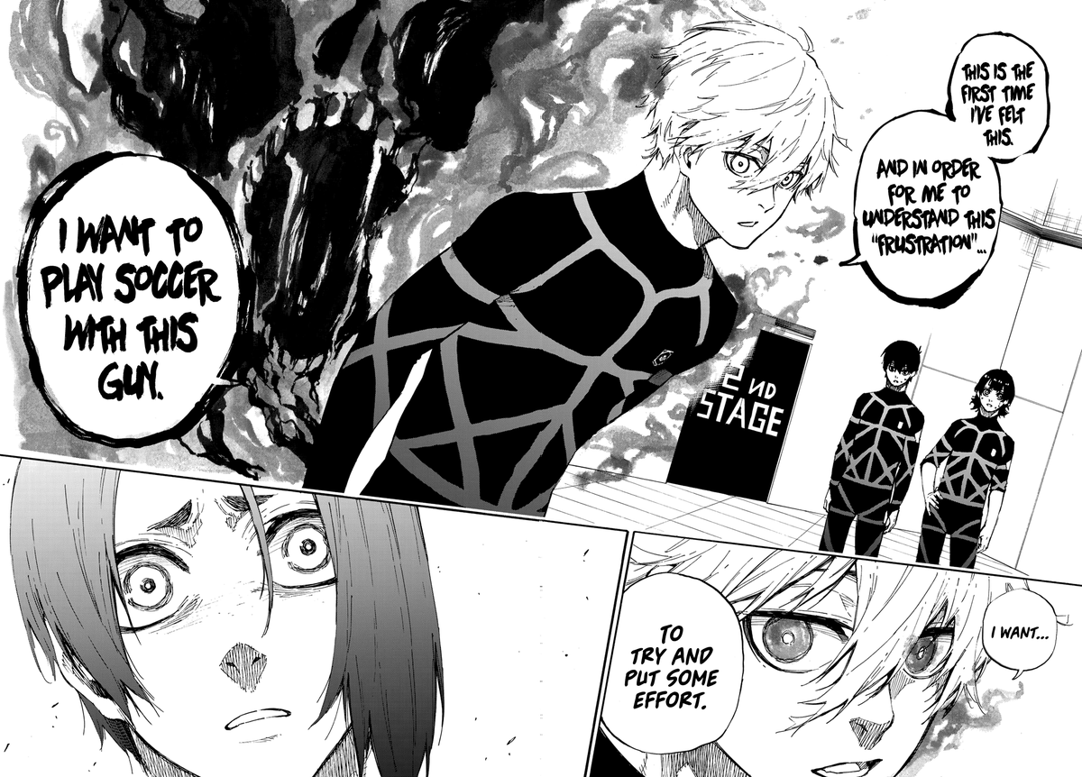 Nomura is also good at making "unrealistic" interpretations of character's which I am always a fan of in sports anime, and often does so in order to heighten the intensity of the scene as well as to imply emotion. A very easy but effective way to make sure readers can keep up.