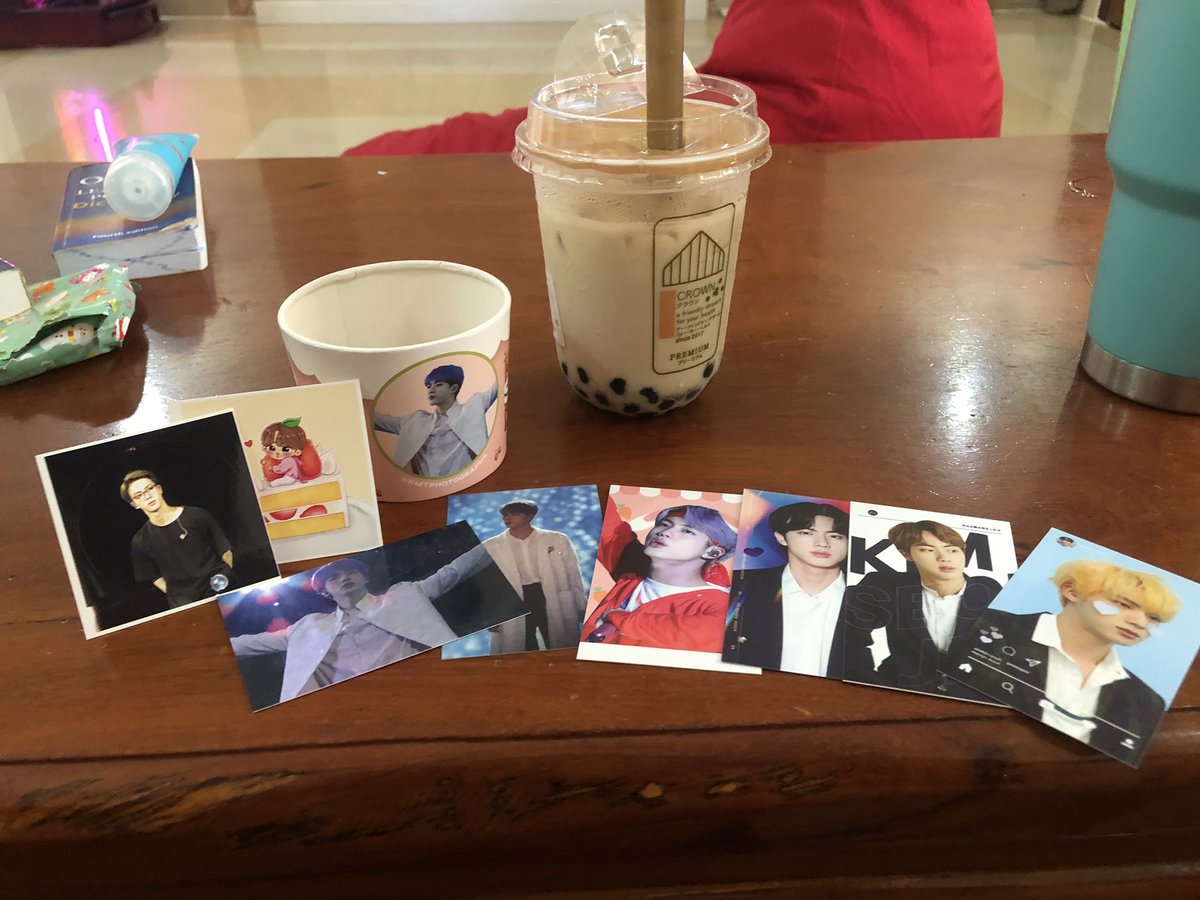 Thank you to <a href="/WePurpleYouTeam/">We Purple You Team 🇰🇭💜</a> and <a href="/RMTphotographs/">🌱 rmt</a> for the photo cards, cup sleeve, and stickers! And also thank you to Crown_cafe_cambodia on Instagram for the bubble tea!