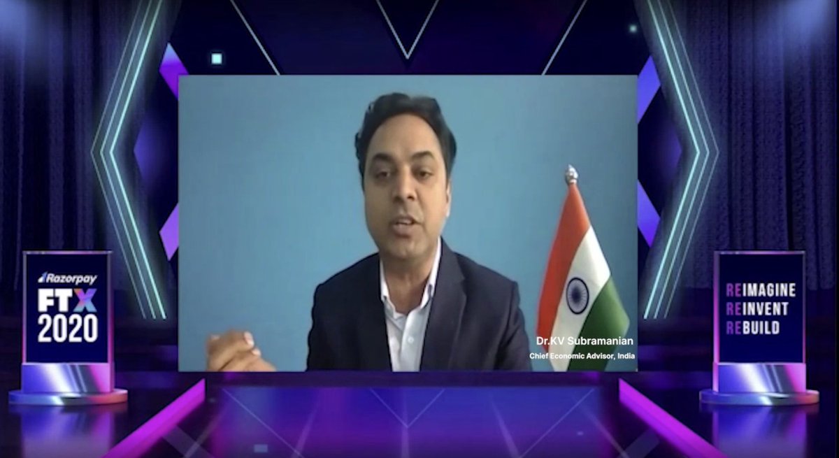 harshilmathur's tweet photo. India's Chief Economic Advisor @SubramanianKri  chatting with @ShwetaRKohli from @Sequoia_India on fintech's role in Indian economy @RazorpayFTX 

#FTX2020 https://t.co/C9QlxrCTM1