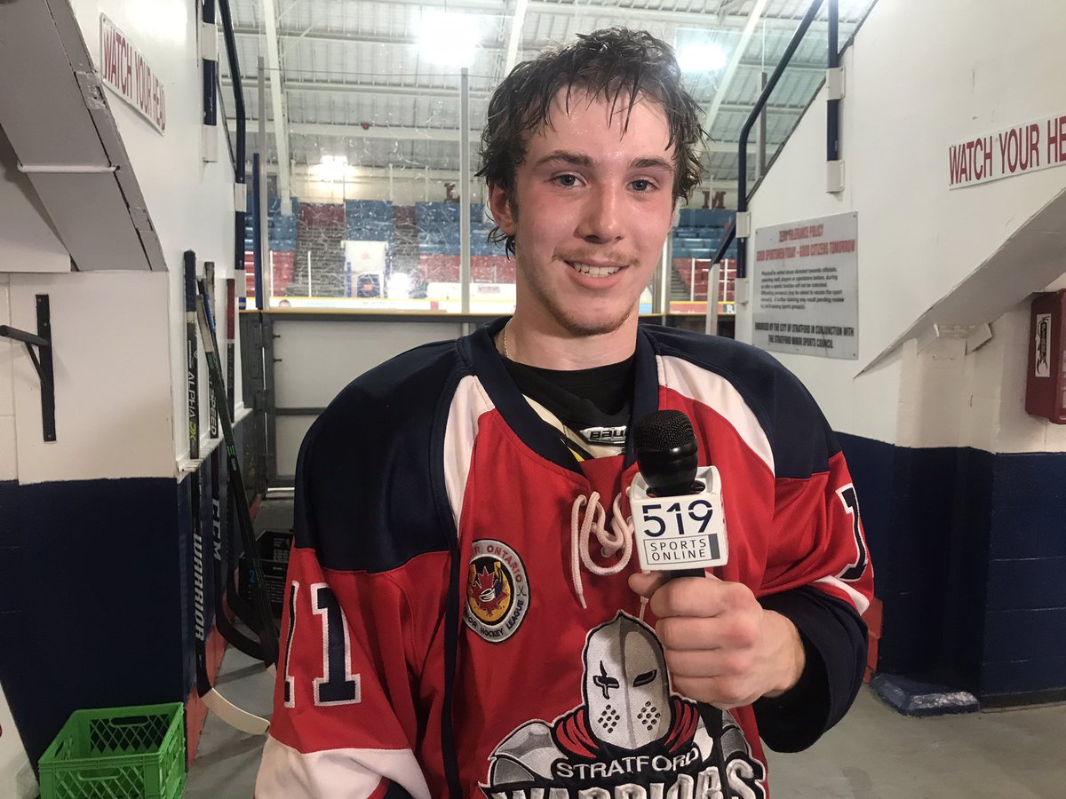 Former <a href="/hplakers/">Huron-Perth Lakers</a> star Luke Fritz scores the game winner for the <a href="/StratWarriors/">Stratford Warriors</a> in a 4-3 victory over <a href="/stmlincolns/">St. Marys Lincolns</a> in Game 1 of a doubleheader! Ferris, Dowd and Melady also scored for Stratford. Highlights later on 519. #LocalSports #519Hockey @GOJHL <a href="/U16HPL/">Huron Perth Lakers U16</a>