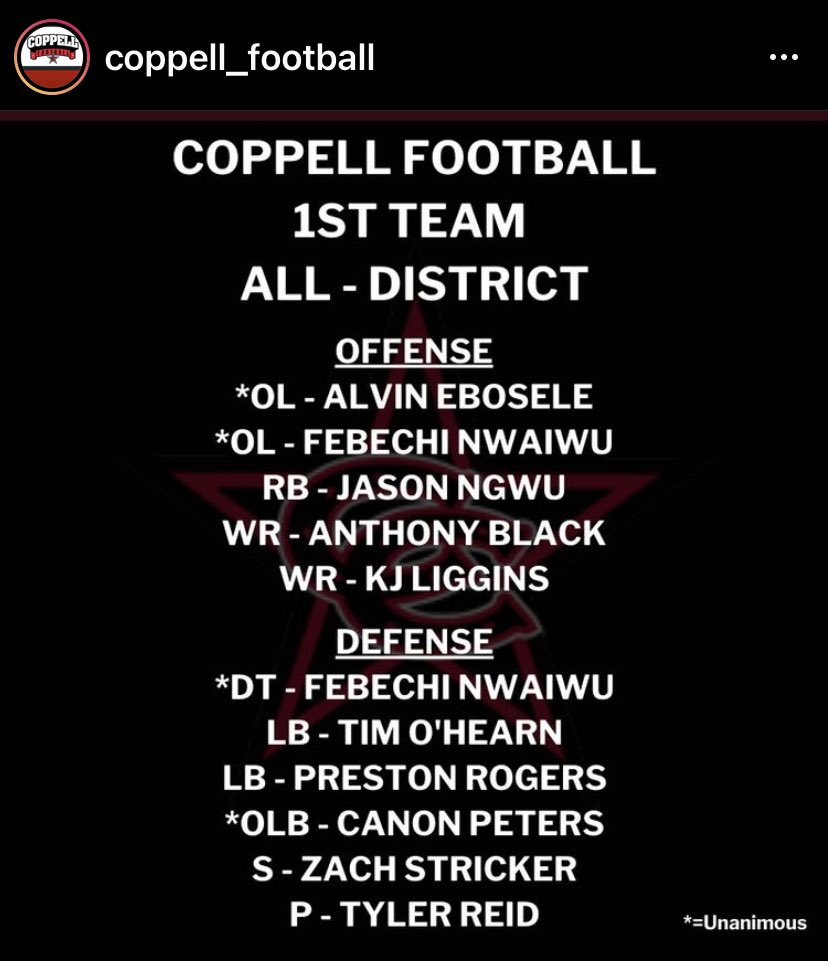 coppellfootball's tweet image. Congrats to our All District players!!