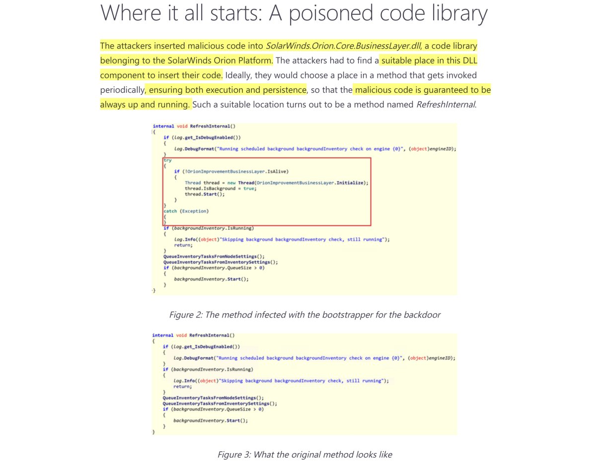 Hey remember when someone was like:Oh GOD they can accurately & quickly map out a target network. Thus they know where to hide because they can see you coming HERE. WE. ARE. Big props to  @Microsoft for their transparency because this helps understand  https://www.microsoft.com/security/blog/2020/12/18/analyzing-solorigate-the-compromised-dll-file-that-started-a-sophisticated-cyberattack-and-how-microsoft-defender-helps-protect/