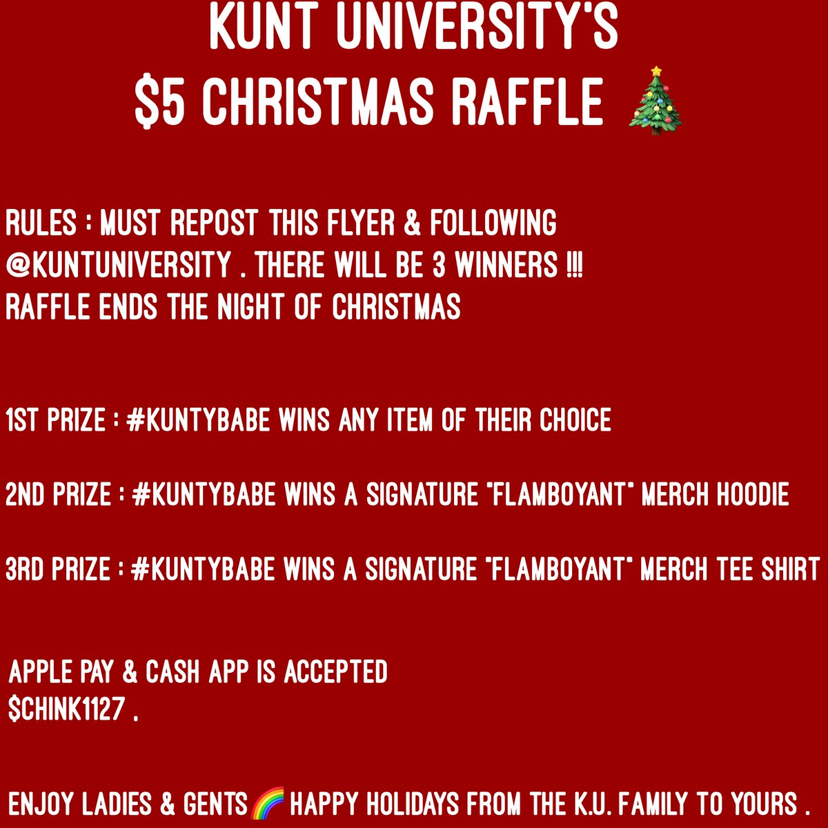 kuntuniversity's tweet photo. Holiday Raffle 🎉 https://t.co/AeK1e65jjd