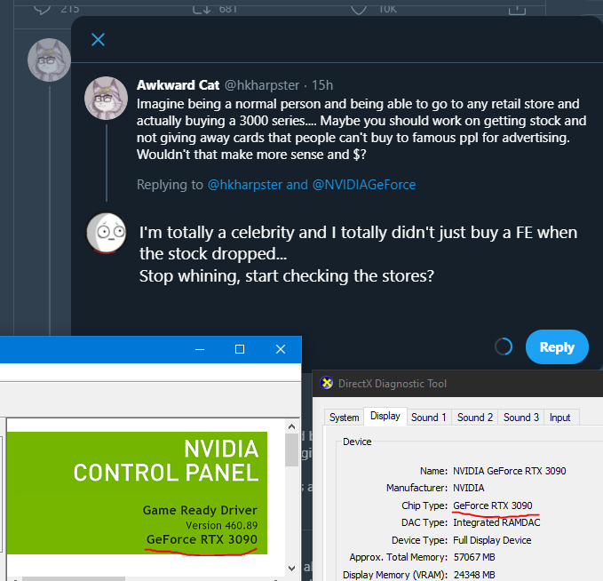 dietchief's tweet photo. @hkharpster @NVIDIAGeForce I'm totally a celebrity and I totally didn't just buy a FE when the stock dropped...
Stop whining, start checking the stores? https://t.co/SyJRcB36jO