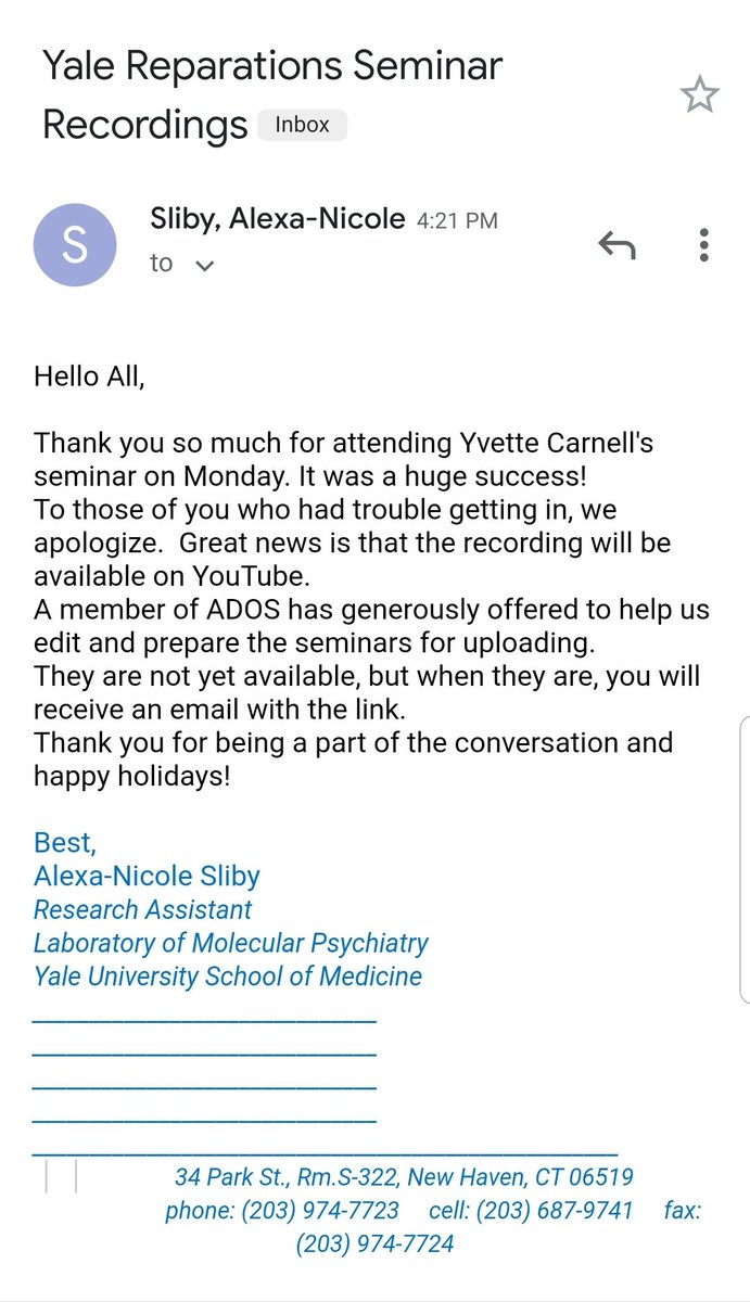 #ADOS 
#YaleReparations 
#YvetteCarnellYale 
#VideoComingSoon