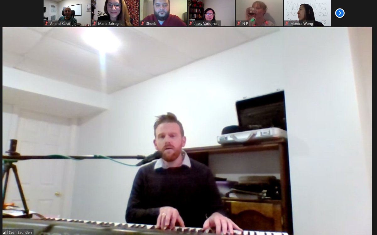 theOCMA's tweet photo. Our #OCMA2020 virtual Holiday Social was an hour filled with games, prizes, and glamourous ugly/holiday sweaters! A special shout-out to #SeanSaunders who surprised with his magical performance on the piano! Happy Holidays everyone!! 🤩😎 https://t.co/NtEut7nKqn