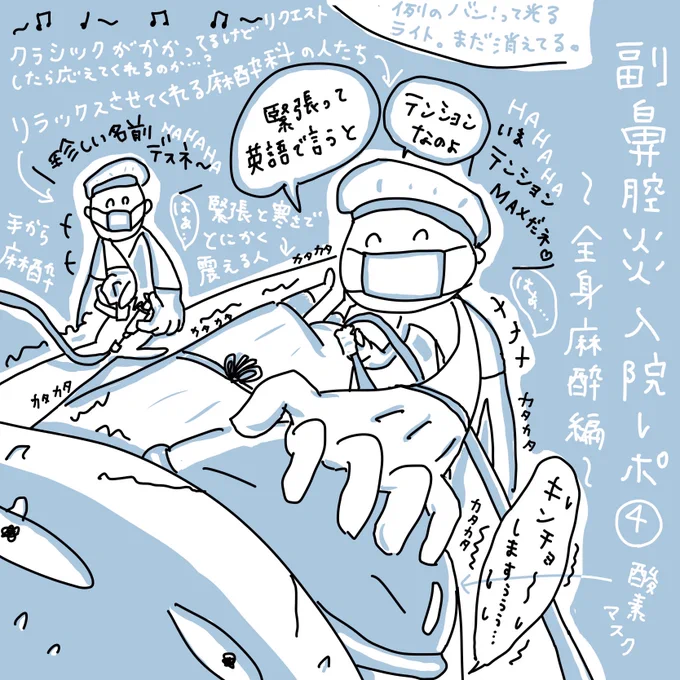 副鼻腔炎入院レポ④全身麻酔編
5枚あるよ!1枚入り切らなかった💦
リプ欄に続けます。
#副鼻腔炎
#副鼻腔炎レポ
#イラスト 