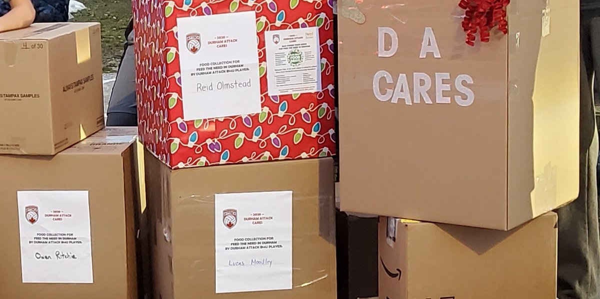 FTNDurham's tweet photo. Shout out to #attackvb for supporting FTND through their annual "Durham Attack Cares" charity initiative! In just one week, the boys enthusiastically collected a total of 583 lbs which is equal to 485 meals for your neighbors in Durham facing food insecurity. Great work, team!π₯ https://t.co/55flSJGsEv