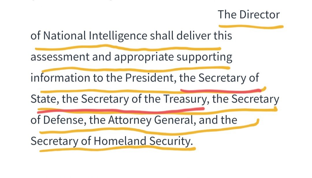 DEVELOPING: Dec 18, 2020 Sec. of State  @SecPompeo & Sec. Treasury  @StevenMnuchin1 published coordinated Tweets at 11:30-11:31 am.Per  @realDonaldTrump Exec. Order 13848, Sec. 3(b), Secretaries of State & Treasury must provide a Joint Recommendation (Interagency) on sanctions.
