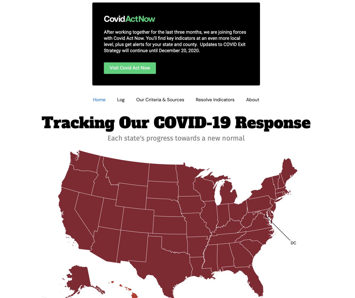 Farewell and thanks  http://www.covidexitstrategy.org . Welcome  http://www.covidactnow.org . If CDC/HHS continues to improve, these sites — and this weekly thread! — will be unnecessary. (I’d like that a lot.) Communication, based on facts, is an essential weapon to fight the pandemic. 10/17