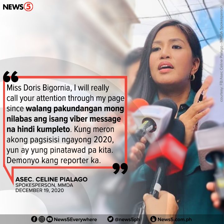 TV5NewsPH's tweet photo. Hindi nagustuhan ni MMDA Spokesperson Celine Pialago ang paraan ng pagbabalita ng reporter na si Doris Bigornia ukol sa muling pagbubukas ng u-turn slot sa tapat ng Quezon City Academy. 

FULL POST: https://t.co/vvq7NuZHyC https://t.co/LNcGzGCa0P