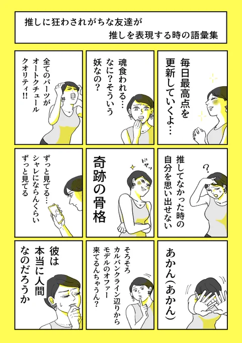 【推しに狂わされがちな友達が推しを表現する時の語彙集】(再掲)
私は特に「全てのパーツがオートクチュールクオリティ」と「あかん(あかん)」が気に入っております 