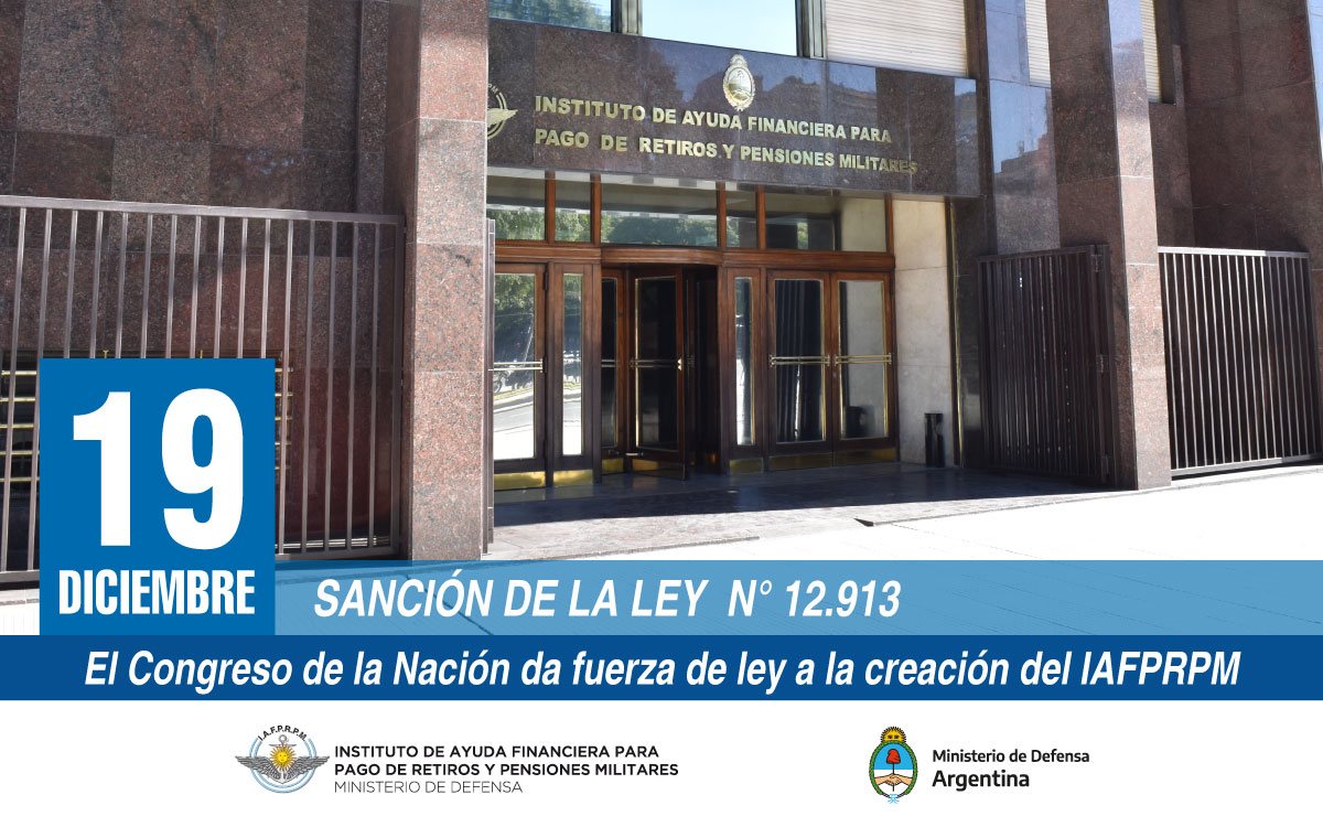 El 19 de diciembre de 1946, durante el gobierno de Juan D. Perón, el Congreso Nacional sancionó la Ley Nº 12.913, que formalizó la creación del IAF dispuesta por el Dto. Nº 13.641. Así nació nuestro querido Instituto, que abrió sus puertas por primera vez el 1 de enero de 1947.
