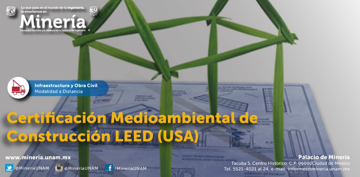 MineriaUNAM's tweet image. ¿Te gustaría adquirir los conocimientos básicos de la #CertificaciónLEED (USA)? ¡No te quedes fuera del #curso! Del 11 al 15 de enero de 2021 de 16:00 a 21:00 horas. Temario, precio y registro en: ow.ly/5gti50CNLQM