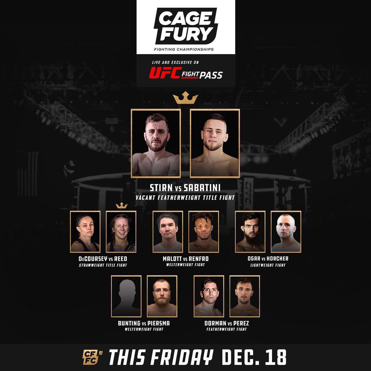 action_returns's tweet photo. Here’s the poster for CFFC 91: Stirn Vs. Sabatini. #TheActionReturns #THRPodcastNetwork #Action #ActionMovies #ActionFilms #ActionMoviePodcast #CFFC #CageFuryFightingChampioships #CFFC91 #UFCFightPass #MMA https://t.co/bWEkFFFcj6