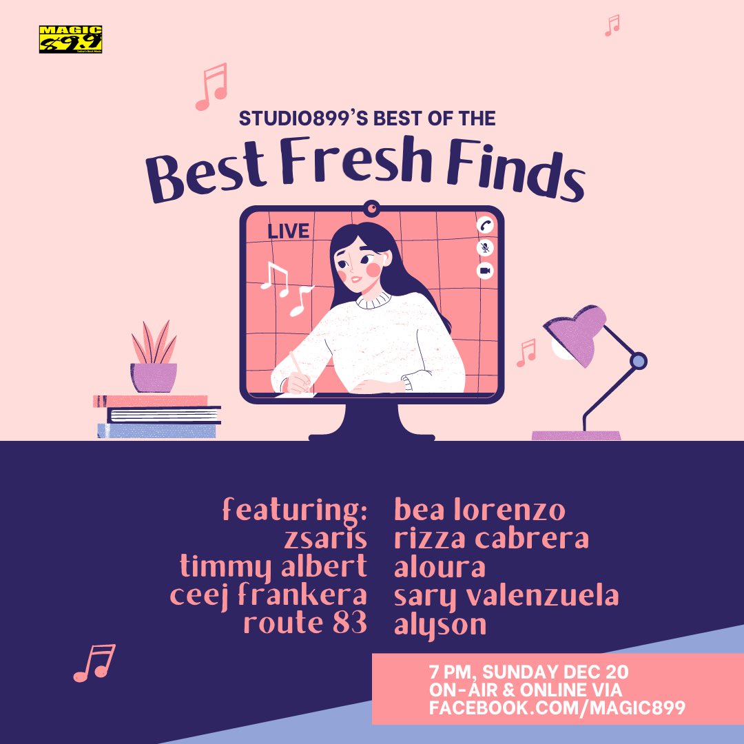 studio899ph's tweet photo. UP NEXT:
Catch our first holiday special with performances of the year’s Best of Best Fresh Finds, live! 7 PM this Sunday +  On-air &amp; online, only on @magic899💜 https://t.co/bid2ZlO3U9 https://t.co/Wk1B6M8sa8