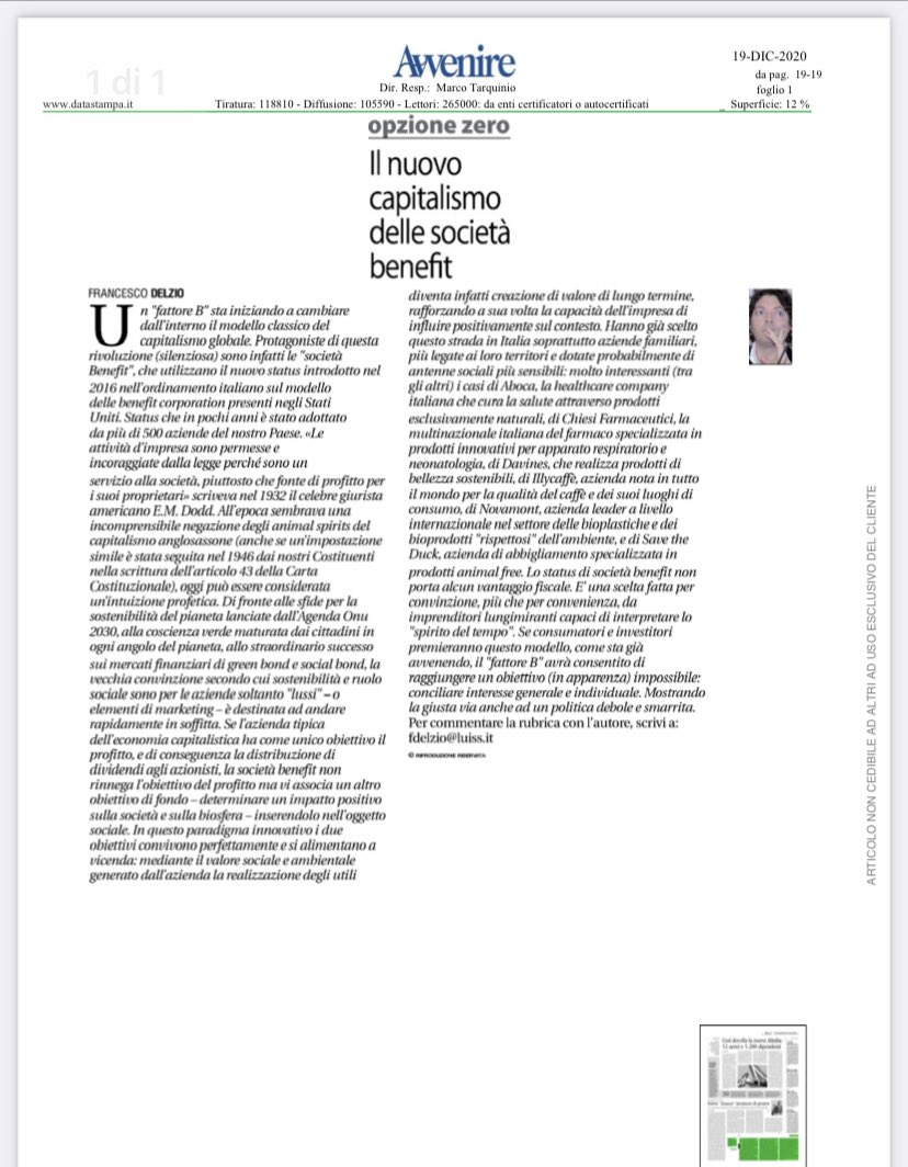 Il nuovo capitalismo delle società #benefit. Quando profitto e valore sociale si alleano ⁦<a href="/Avvenire_Nei/">𝐀𝐯𝐯𝐞𝐧𝐢𝐫𝐞</a>⁩ ⁦<a href="/davidebollati/">Davide Bollati</a>⁩ ⁦<a href="/daempoli/">Stefano da Empoli</a>⁩ ⁦<a href="/DavinesOfficial/">Davines</a>⁩ ⁦<a href="/illyIT/">illy Italia</a>⁩ ⁦<a href="/andrea_illy/">Andrea Illy</a>⁩ ⁦⁦<a href="/Save_the_duck/">Save The Duck</a>⁩ ⁦<a href="/AbocaIT/">Aboca Italia</a>⁩ ⁦@Novamont⁩