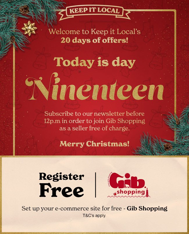 KeepItLocal_Gib's tweet photo. 2020 has been a very difficult year for local businesses. Gib Shopping Gibraltar is offering free registration to set up an e-commerce site! on day 19 of our #20DaysofOffers

Please help us serve you better by completing our survey. 
https://t.co/7Q374KOYgT. https://t.co/ZzVT5jgWZb