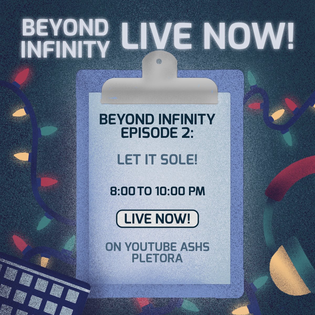 ashs_sole's tweet photo. IT'S NOT OVER YET! Get ready to tune in again because BEYOND INFINITY 🚀💫 is LIVE NOW once more!

Let It Go? ❄ or Let It Snow? 🌨 Now, you'll be able to cool off with EPISODE 2: Let It SOLE! 🎄📡

Live now at the SOLE YouTube Channel, ASHS Pletora! 🎧📻

https://t.co/Nc8OjEfOJr https://t.co/KM0BWlBgAv