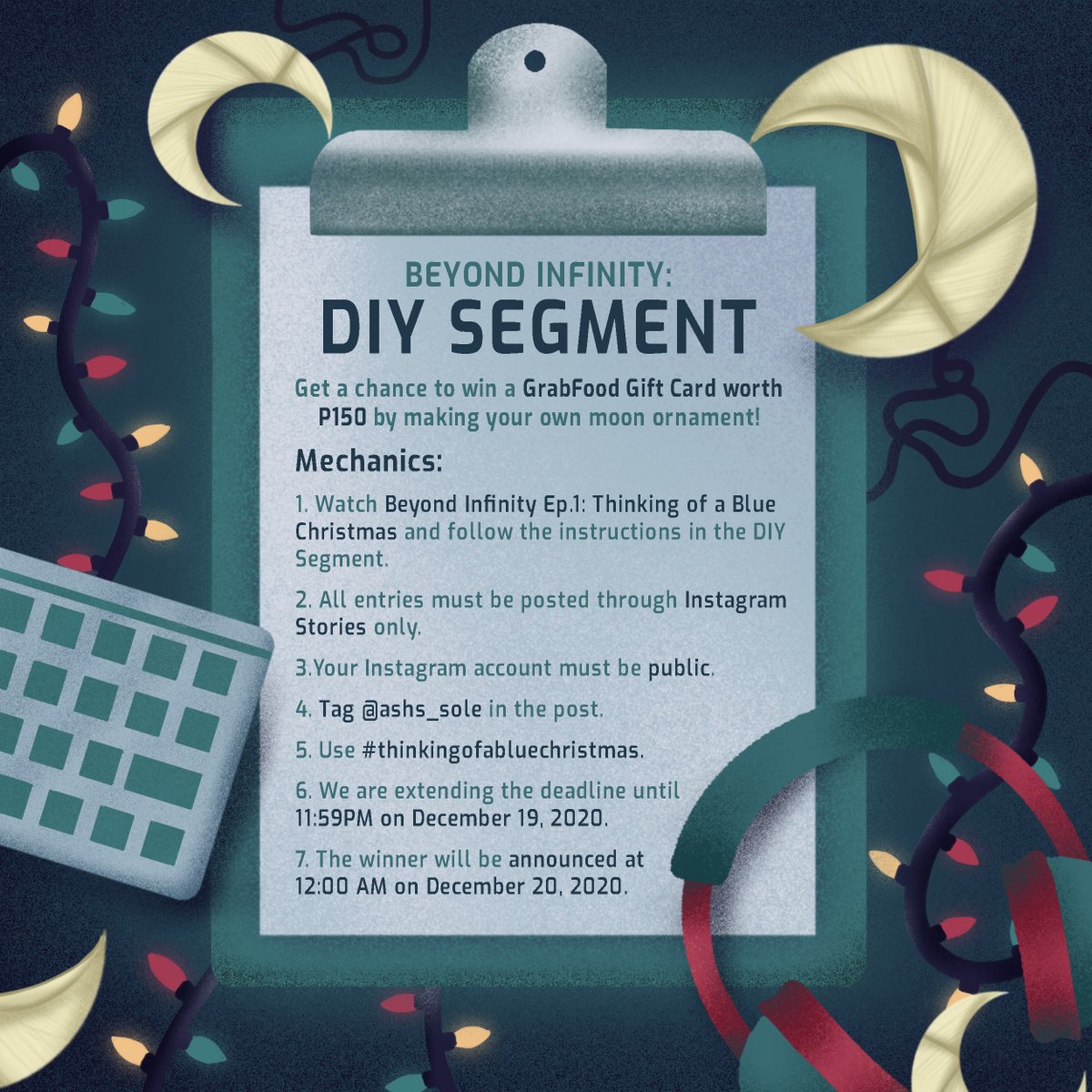 ashs_sole's tweet photo. Having fun 👀 with the festivities 🥳 so far? There's more in store for you! Get a chance win a GrabFood Gift Card 💰 worth ₱150 by making your own moon 🌒 ornament! 

Check out the mechanics down below!

Think you got what it takes? 🤔 Enter now! https://t.co/UjEGXXO9nY
