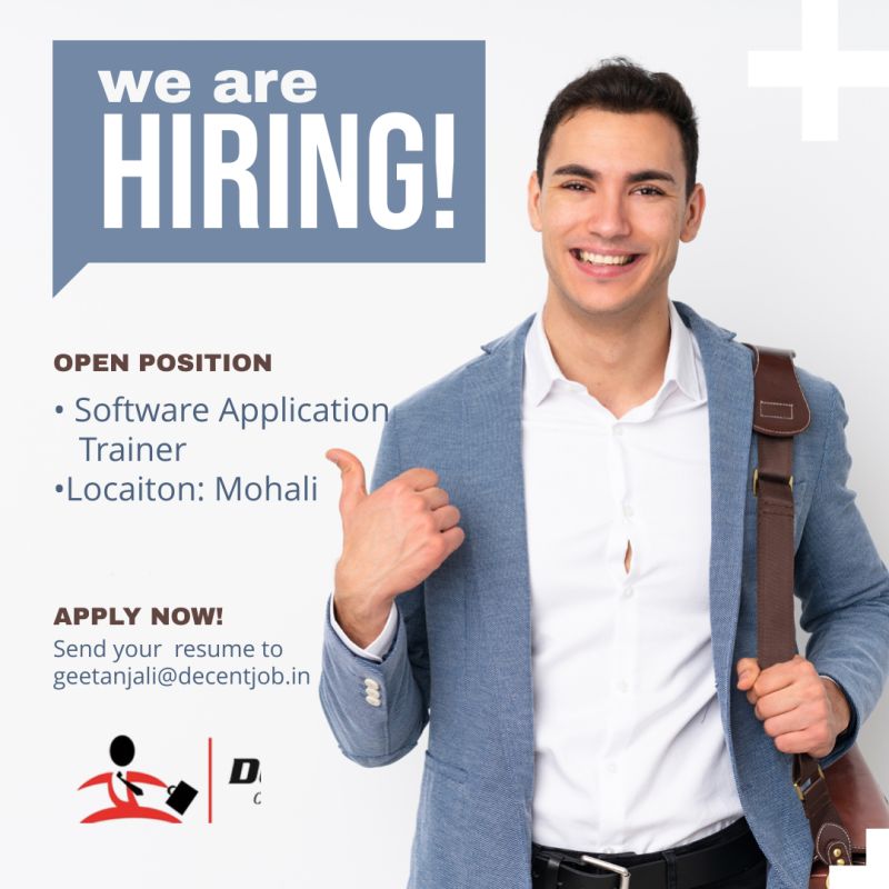 DecentJobs's tweet photo. Hello everyone,
We are looking for career oriented candidates for #Softwareapplicationtrainer
Exp- 7-12 Years
Location-Mohali
Interested candidates can share their resume on geetanjali@decentjob.in 
#javatrainer #Softwaretrainer #Producttraining #Mohalijobs
#hiring https://t.co/Ab4yWikYt8