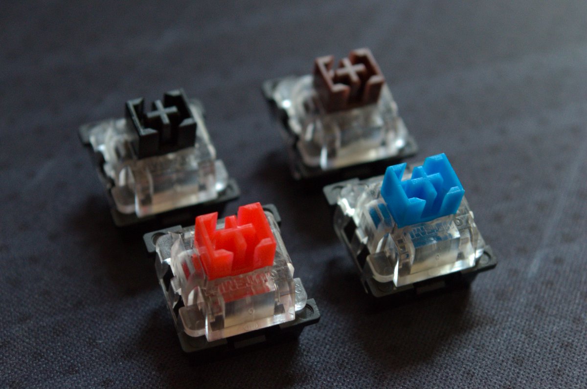 Personal preference.

Outemu V-Track Optical switches.