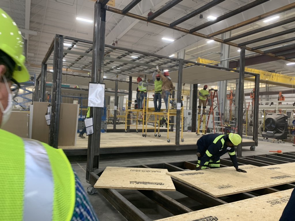 jasonablack's tweet photo. Toured Z Modular today. Impressive operation using lots of steel and robotics to build apartments - #housing #texas #manufacturing #assemblyprocess https://t.co/N35ylgQers