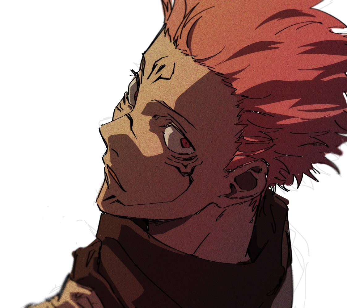 ryoumen sukuna (jujutsu kaisen) male focus 1boy solo pink hair looking at viewer short hair tattoo  illustration images