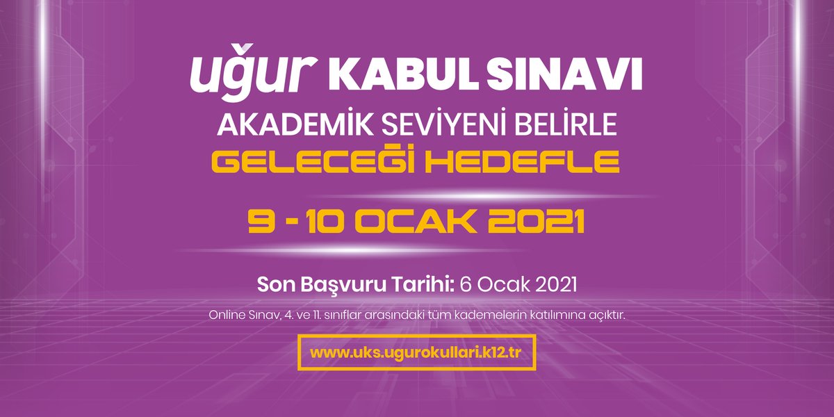Akademik seviyeni belirle, geleceği hedefle! 🚀

4, 5, 6, 7, 8, 9, 10 ve 11. sınıflardaki tüm öğrencilerin katılımına açık Uğur Kabul Sınavı'na katıl, akademik başarını takibe alırken Türkiye geneli yüzdelik dilimini gör!

📌 Başvuru için: uks.ugurokullari.k12.tr 

#UğurluGelecek