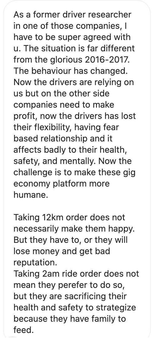 Dan kita mempunyai tanggung jawab untuk mendesign produk kita ingin memberikan "kebebasan" ini seperti apa. Ini salah satu respond dari UX Researcher di Gojek.