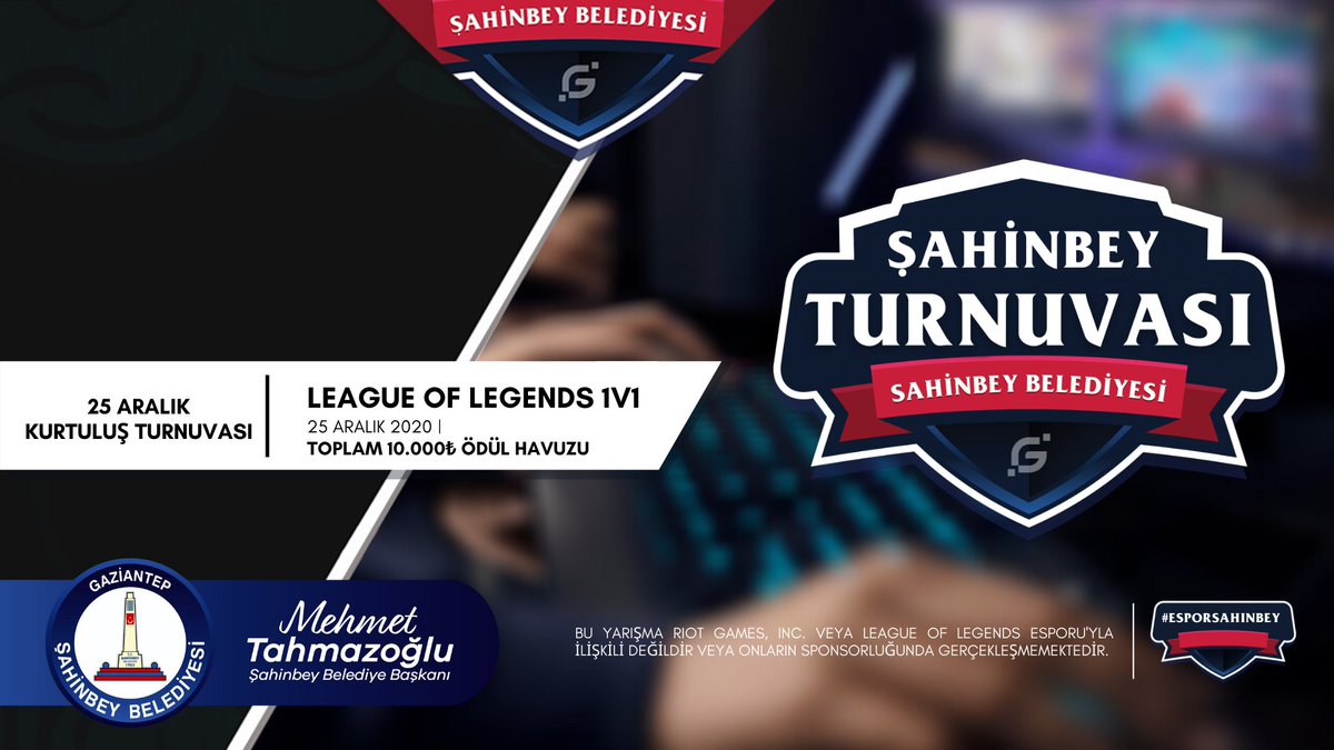 GaminityWorld's tweet photo. Şahinbey Belediyesi League of Legends 1v1 Turnuvası Ödül Havuzu;
1. Olan Kişiye: 3500₺,
2. Olan Kişiye: 2500₺,
3. Olan Kişiye: 1500₺,
4. Olan Kişiye: 500₺,
5. Olan Kişiye: 500₺,
6. Olan Kişiye: 500₺,
7. Olan Kişiye: 500₺,
8. Olan Kişiye: 500₺
ödül verilecektir. https://t.co/JTo93xAAqG