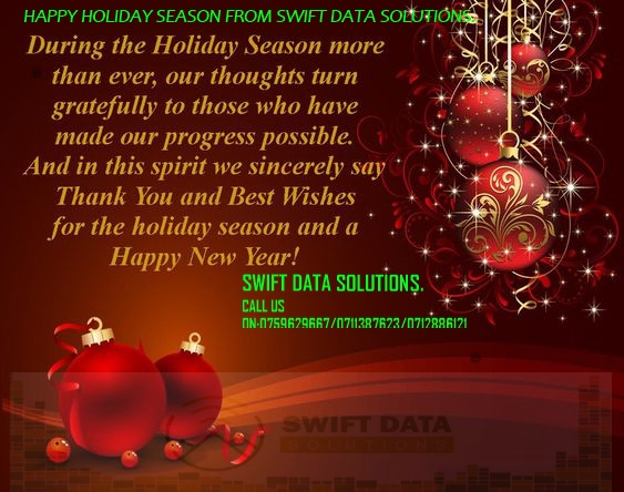 swiftdata1's tweet image. From the Entire Team at SWIFT DATA SOLUTIONS, we say Thankyou for your continued loyalty and faith in us. Put your feet up and have a well-deserved rest this season as you enjoy our internet and let every day of the holiday season be filled with joy.
