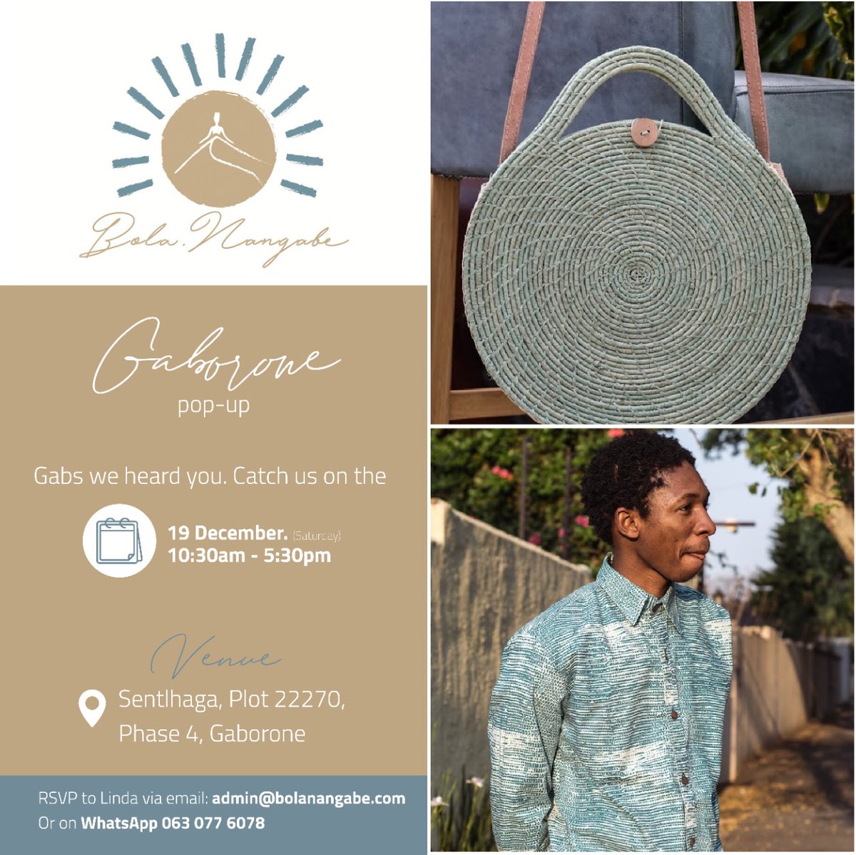 thapartypapi's tweet photo. Morning Fashion Lovers! ✨🙌🏾
@BolaNangabe are in Gaborone for One Day Only TODAY! 😱🎉 Pop in at the the Pop Up and shop for Premium African Designs for Women & Men ♂️♀️
Food will be served by #BeastKitchen Call +26772607056 for more info! The weather is perfect! See you there! https://t.co/Gr7LPBIiYx