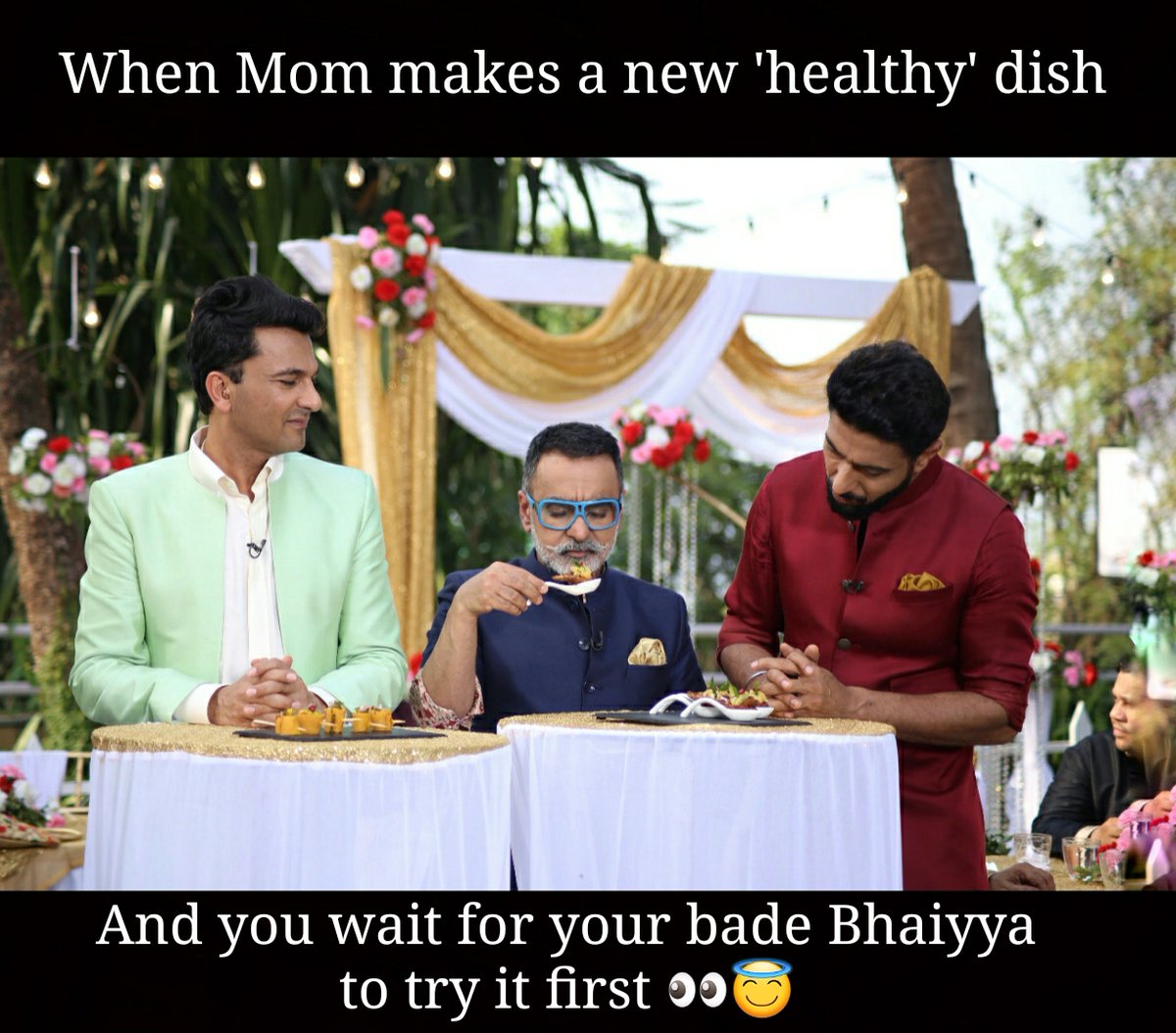 Tag that one sibling. 

@TheVikasKhanna  @TheVineetBhatia 

#healthydish #siblings #brothers #chefs #meme #fun #funny #funnymeme #RanveerBrar #VikasKhanna #VineetBhatia #chef #cheflife #masterchef #ChefsofIndia #IndianChefs