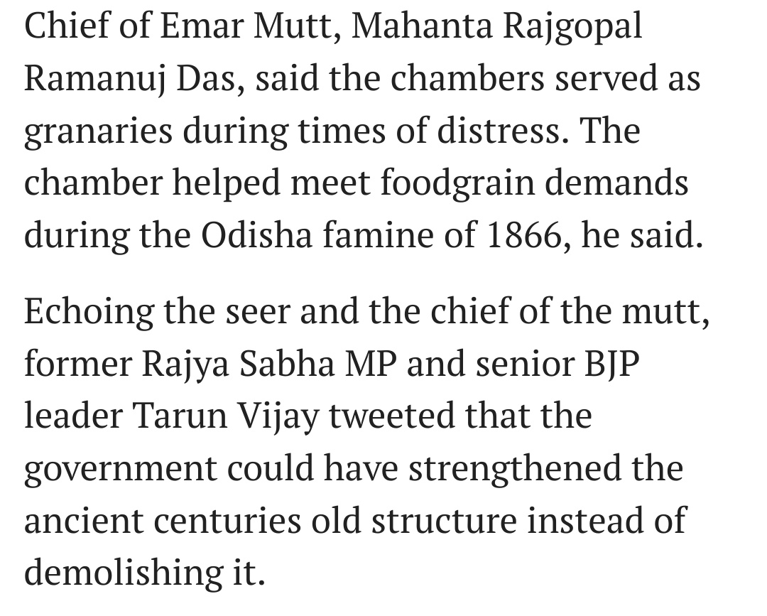 However, BJP still spoke in favor of the 900 year old Matha. However, after the excavation and the findings as well as information received via IB thereof, there was little that could be done to retain any of the Mathas within 75 m radius: secret paths could destroy main temple