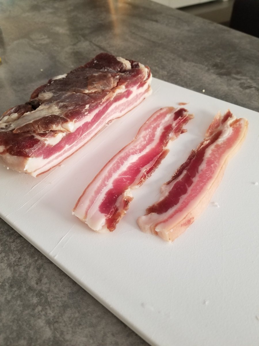 TrisWith's tweet photo. Home cured bacon for xmas!

#bacon 
#homemade https://t.co/JSJLljVTXB