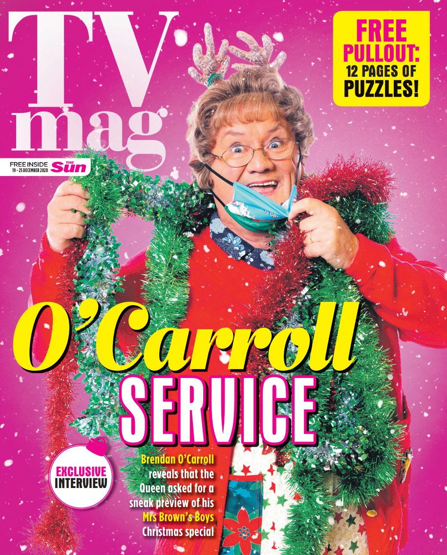 TheSunTVMagEd's tweet image. "We got a request from the Palace to send an advance copy of @MrsBrownsBoys before Christmas Day..." Brendan O'Carroll talks exclusively to today's #TVMag which comes with a free 12-page Christmas Puzzles pullout 🎄