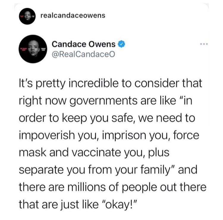 If you’re complying 
And not fighting
Then you must be enjoying this
Do us a favour though
Stop dragging us down with you.
This will not stop until we say NO.
#plandemic 
#snowflakes