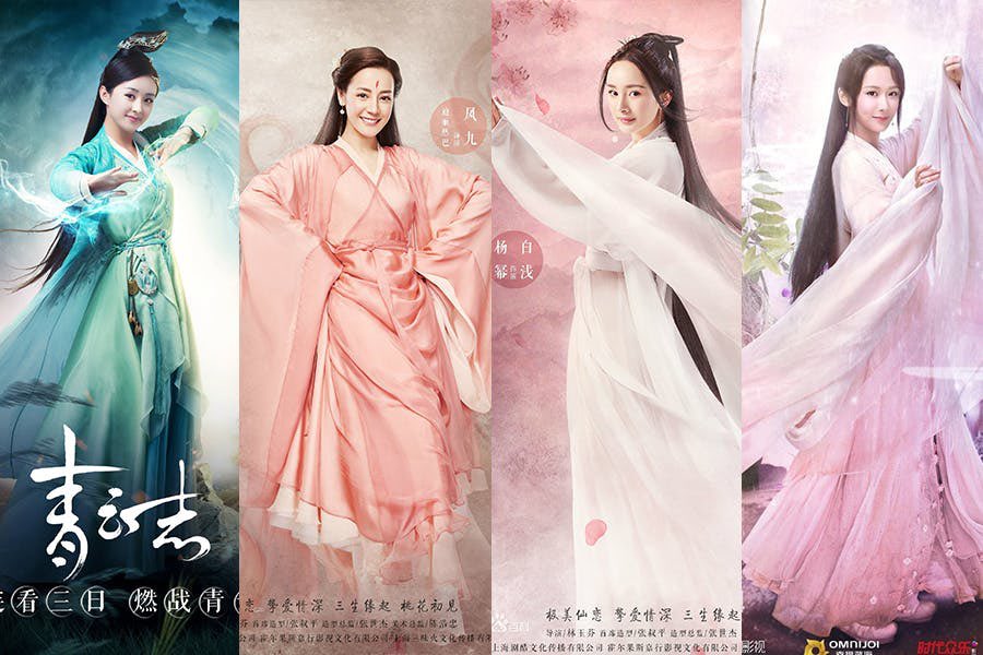 It has reincarnation, powers, gods, realms, demons and even transformation. As a fantasy genre, it’s costumes are more towards the floaty, glamorous kind, with a lot of accessories, gold & silver, metal, wide sleeves and long skirts.