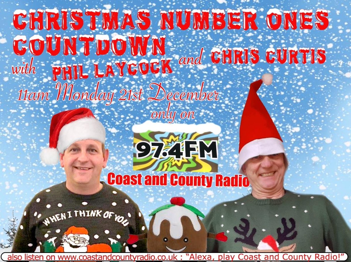 Spectrumphil's tweet image. Join us for the best of the best and some of the worst 🤣😂 it’s the Xmas countdown on coast and county radio 97.4FM, online and on your smart speaker. Monday 11am