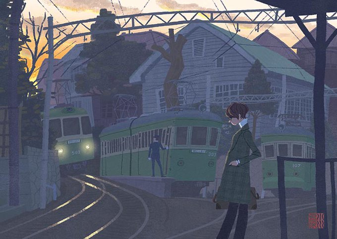 路面電車のある風景のtwitterイラスト検索結果