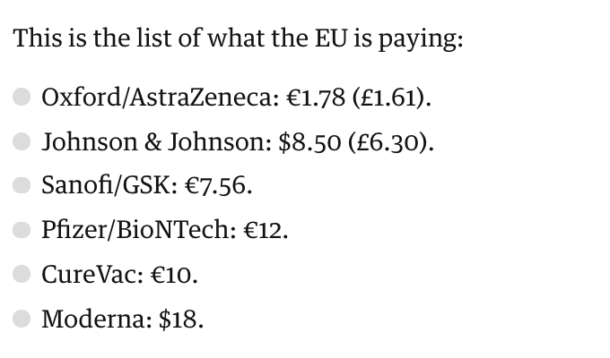 kamleshkhunti's tweet photo. Belgian minister tweets EU's Covid vaccine price list to anger of manufacturers!

Amazingly large variations in prices (if they are true)

https://t.co/hH8O96qtCf

@trishgreenhalgh @Azeem_Majeed https://t.co/CD3nVwjJ80