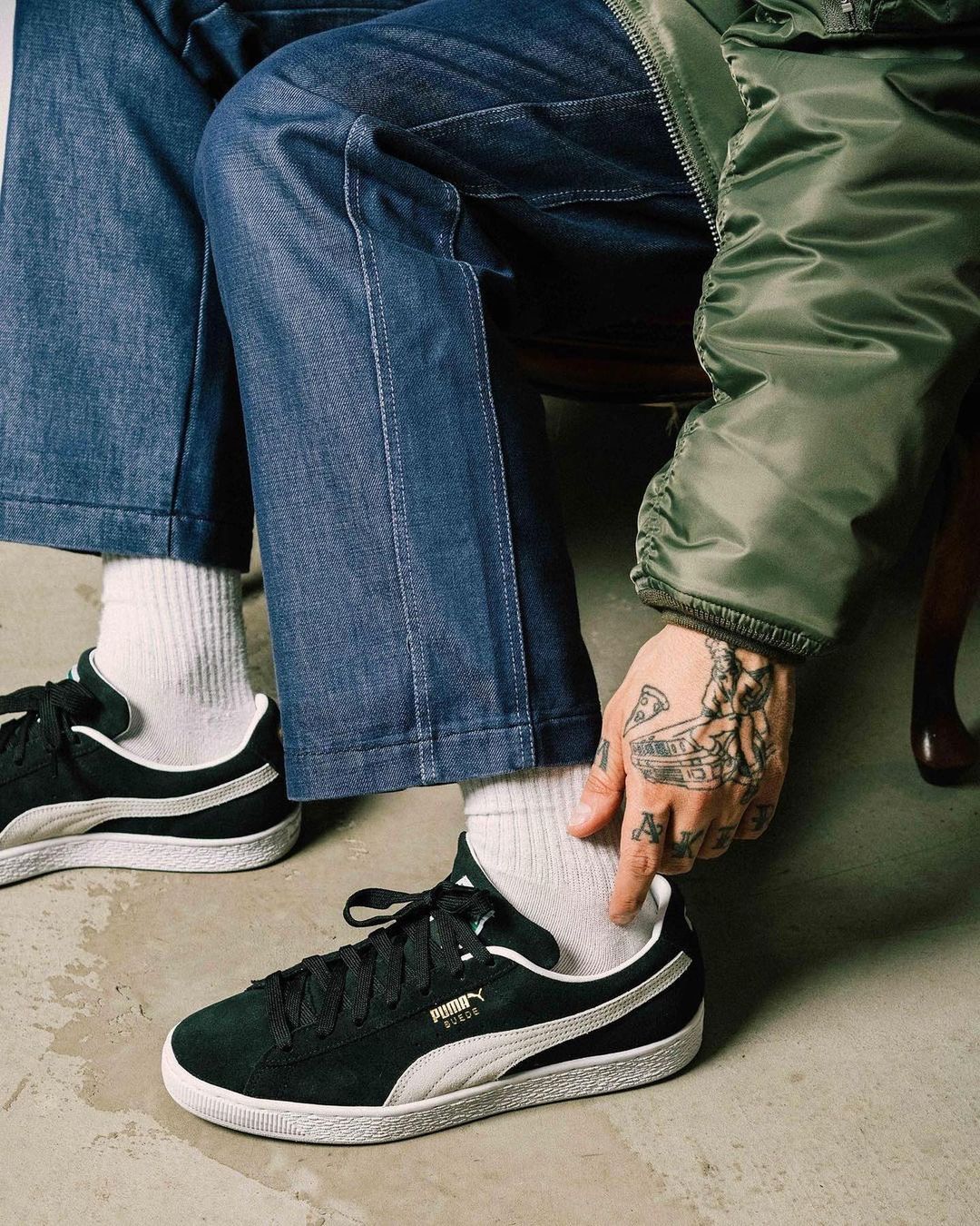 Puma suede blue jeans hotsell