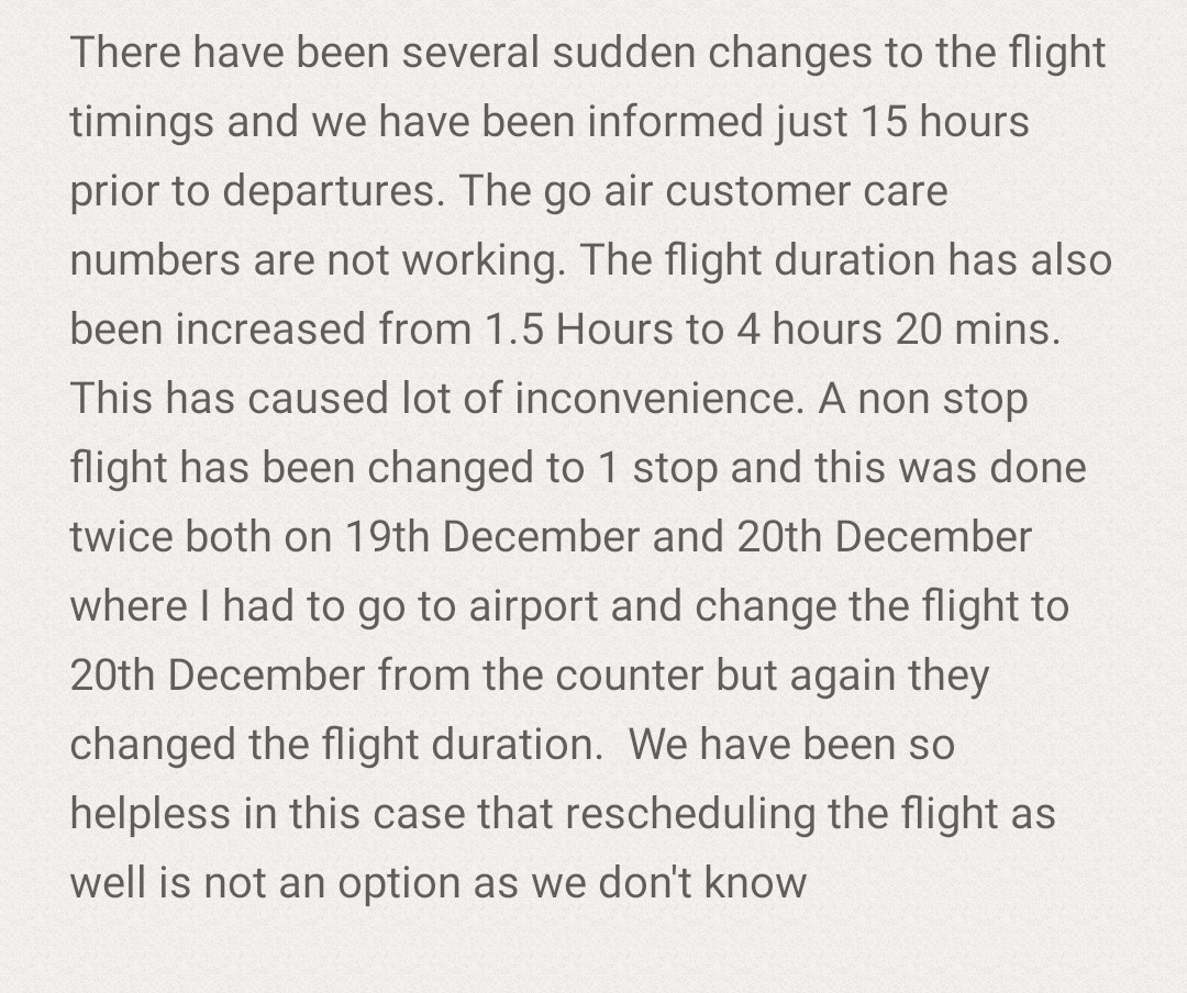 simplysimi1988's tweet photo. @goairlinesindia 

#goair #worstflightexperience #badcustomerservice #flighttimechange https://t.co/wnXqIY9JYk